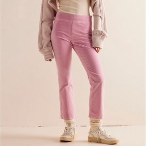 Free People In My Feelings Velvet Crop Slim Flare Pants in Candy Lilac size Lg